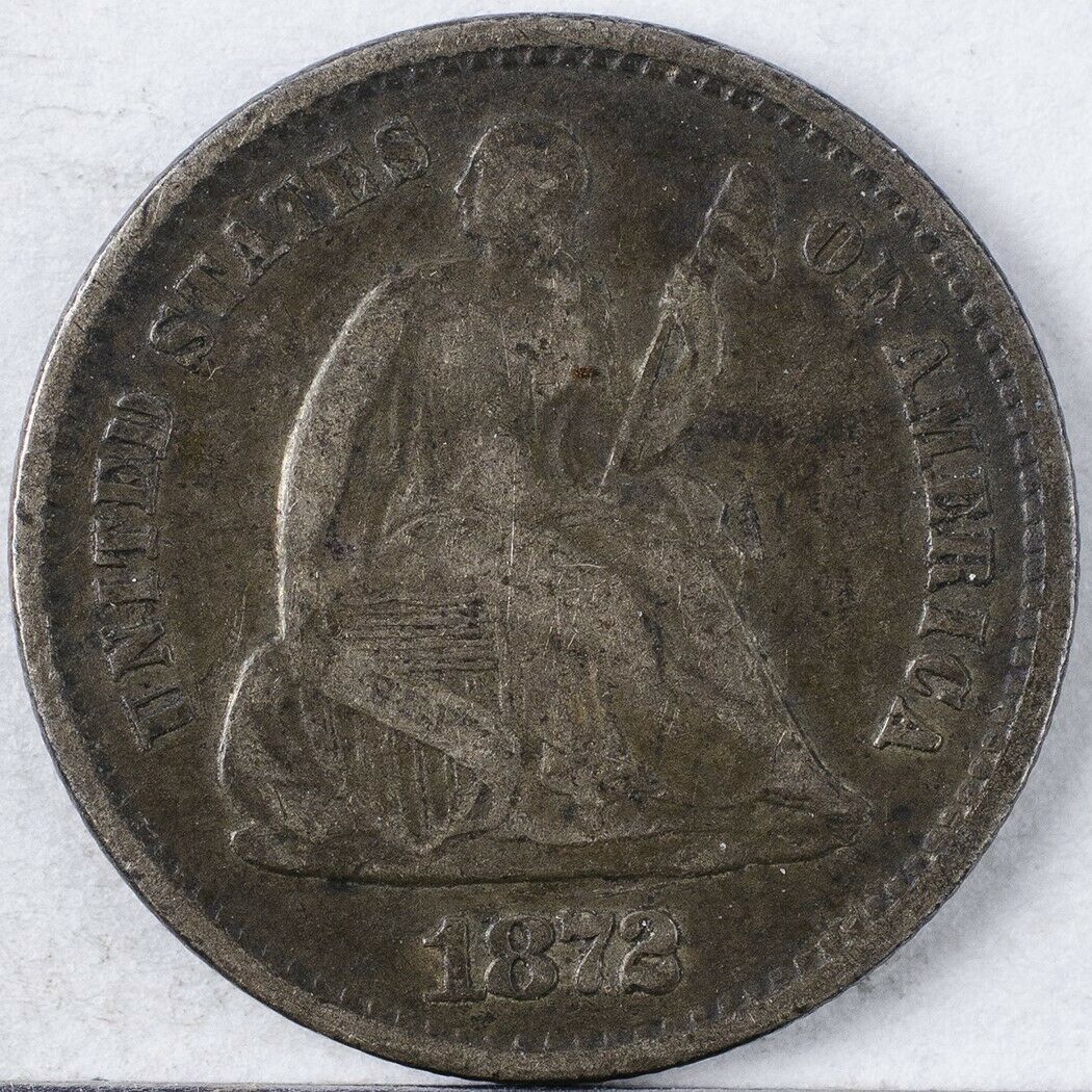 1872 S Seated Liberty Half Dime VG/XF -S- Above Bow