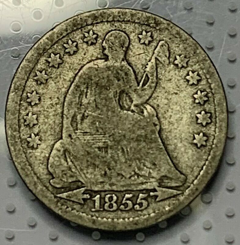 1855-P Philadelphia Mint Seated Liberty Half Dime 5c Old US 90% Silver Coin G99