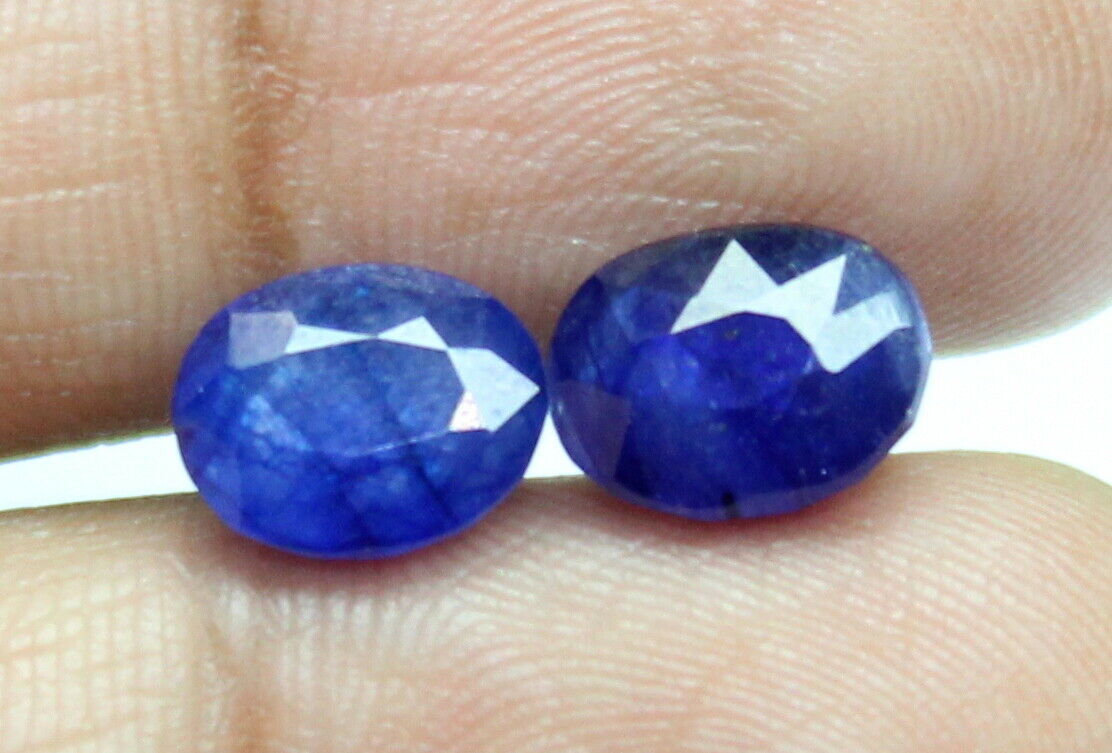 Blue Sapphire G.f. Faceted 11x8mm To 12x9mm Oval Shape 2 Pcs Loose Aaa Gemstone