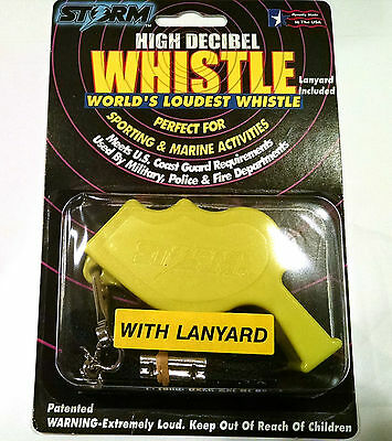 Storm Safety Survival Whistle With Lanyard Yellow  Packaged Loudest In World