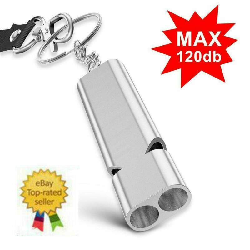 Alloy Aluminum Keychain SOS Emergency Survival Loud Whistle Camping Hiking Tool~