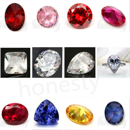 1pc Artificial Round Oval Cut Shaped Stunning Lustrous Sapphire Loose Gemstone