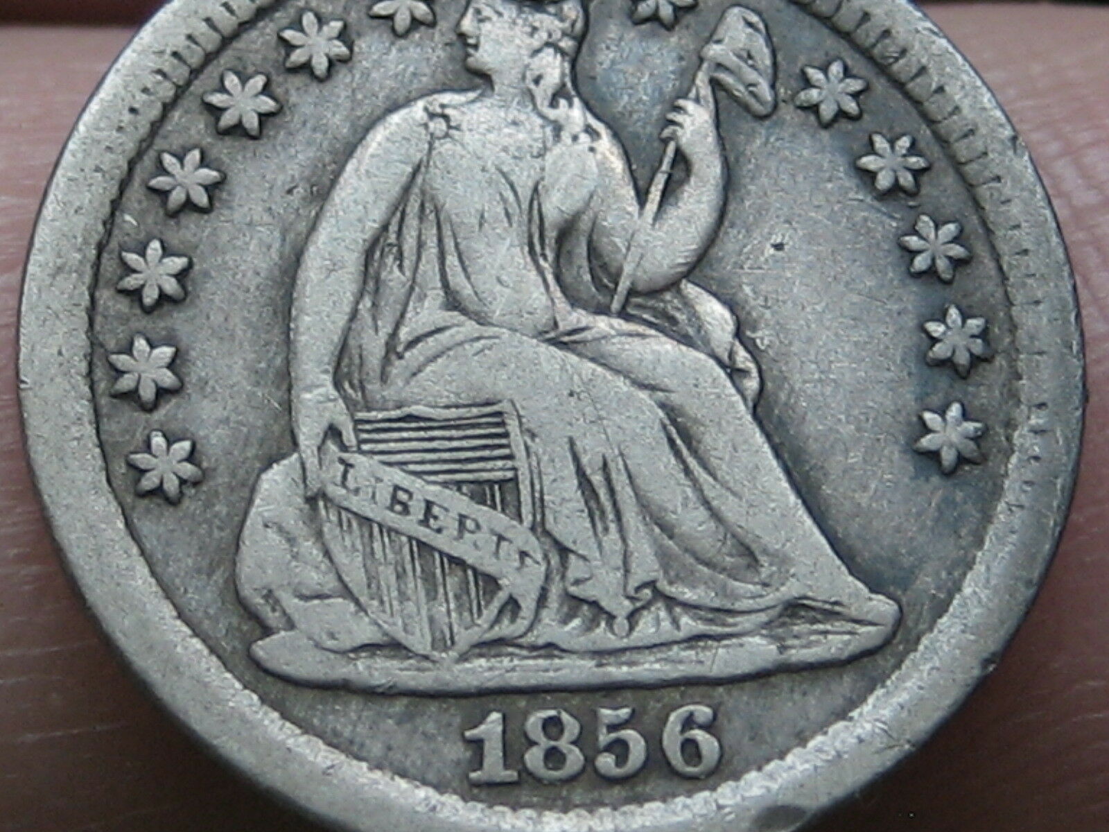 1856 P Seated Liberty Half Dime- VF/XF Details
