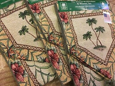 Tropical Palm Tapestry Table Runner - Manuaul Woodworkers - Made In Usa !!!!!