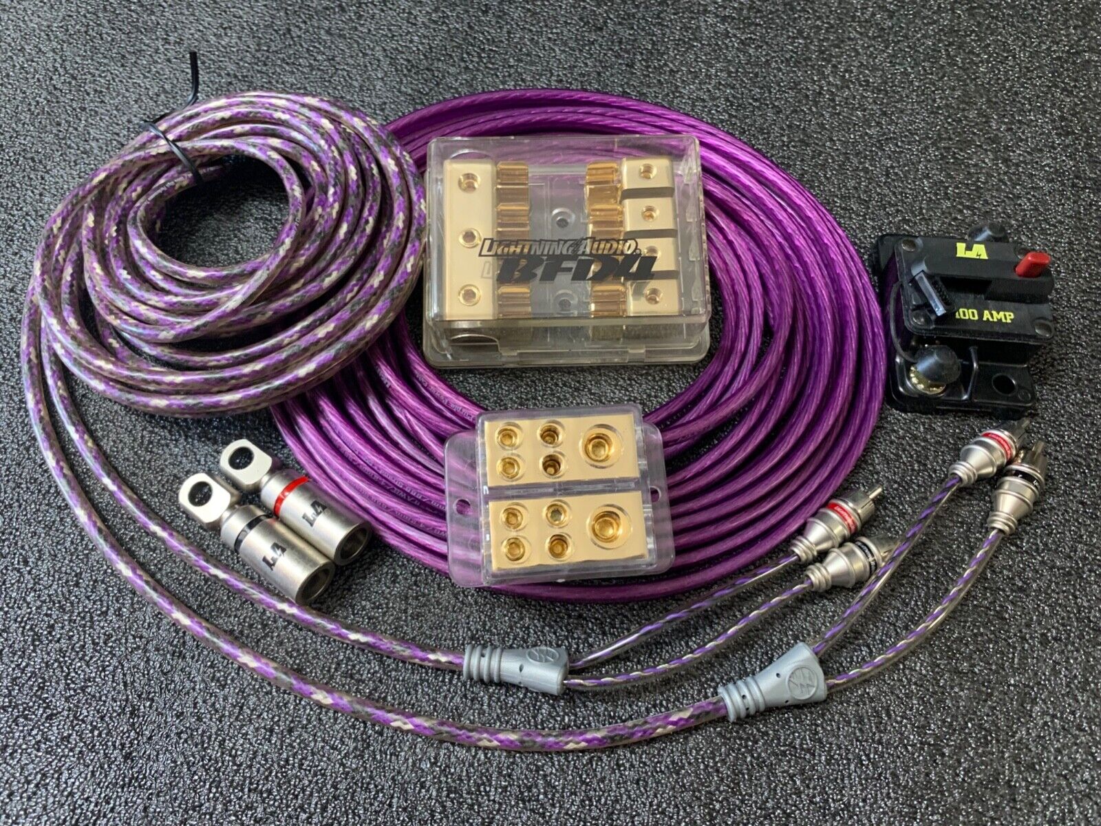 LIGHTNING AUDIO Car Audio install kit wire RCA circuit fuse block Bulk Rockford