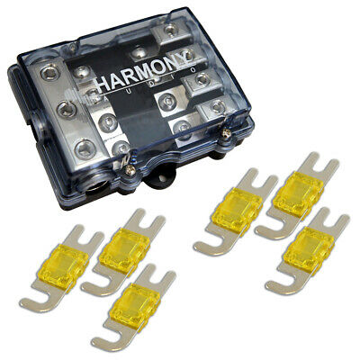 Harmony HA-MIDIFD4 Mini ANL MIDI 4-Way Fused Distribution Block & 150 Amp Fuses