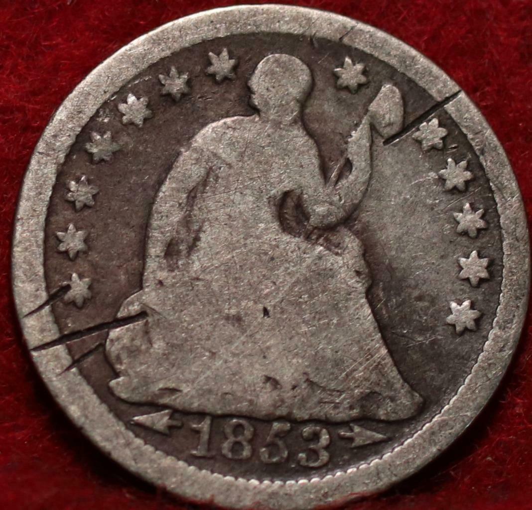 1853 Philadelphia Mint Silver Seated Half Dime with Arrows