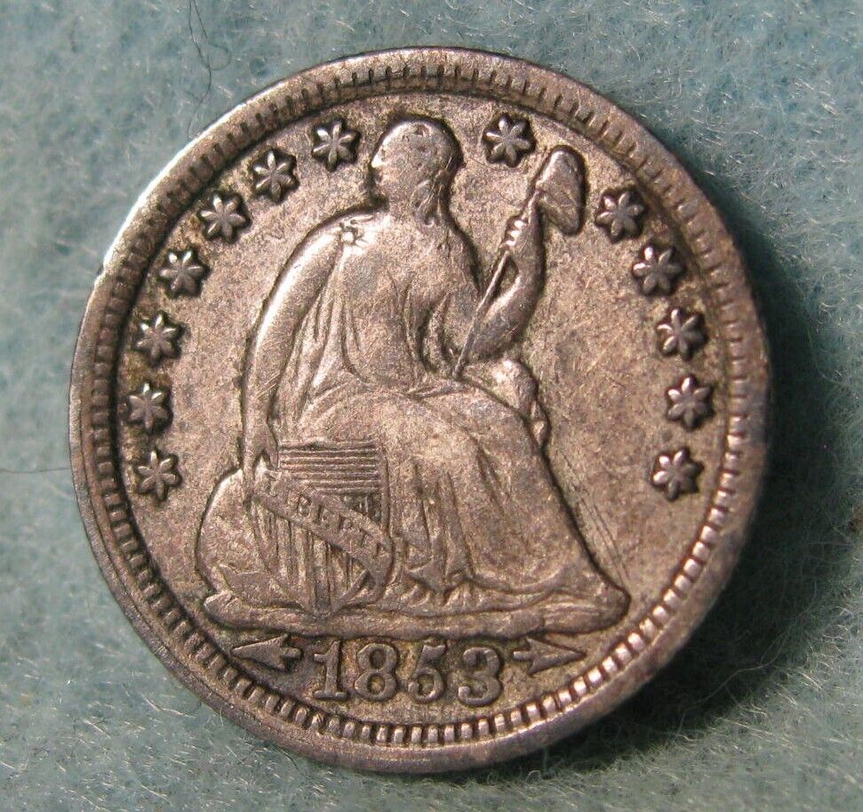 1853 Seated Liberty Silver Half Dime Better Grade United States Coin