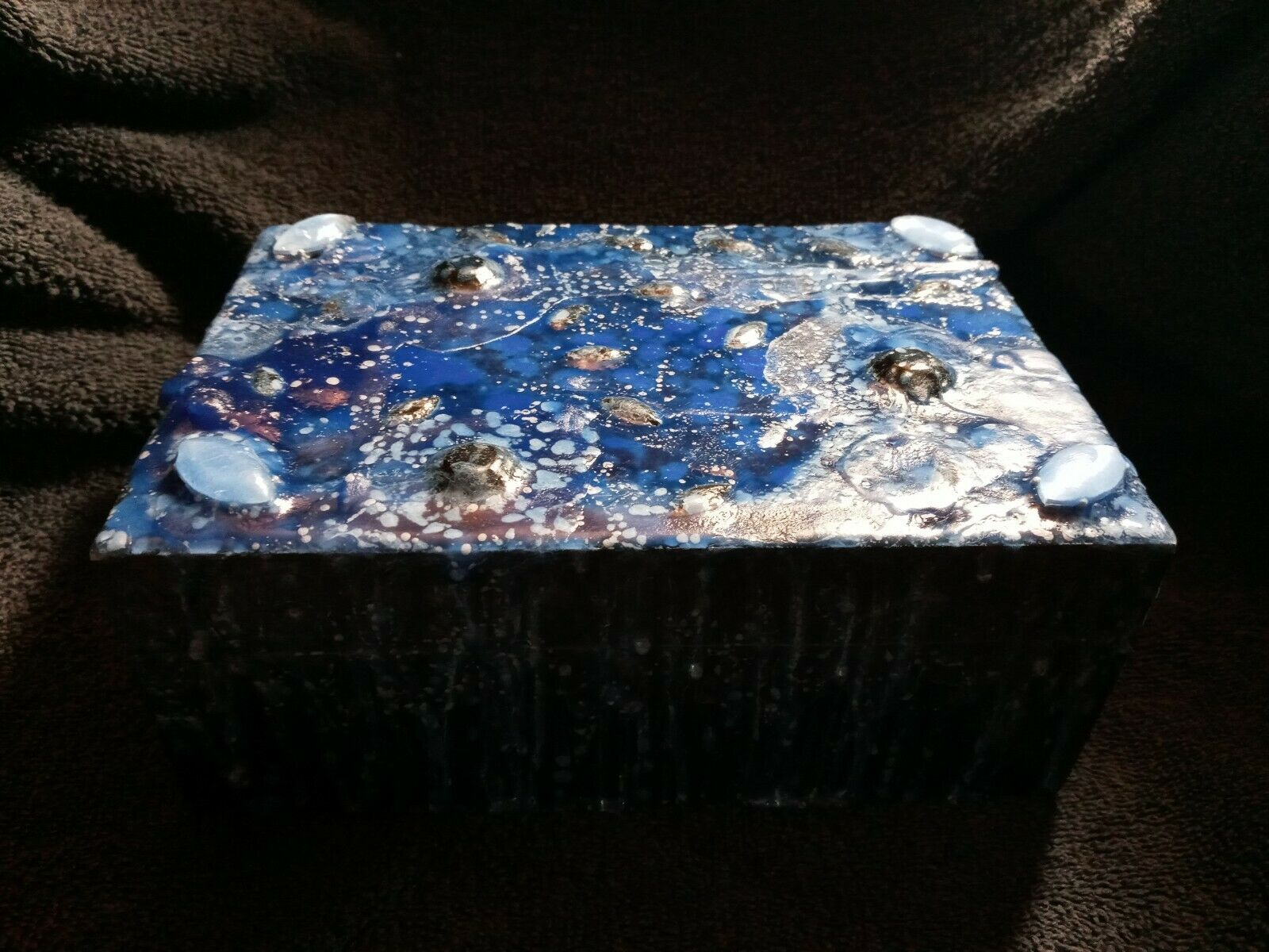 Blue Wax Gem Encrusted Dybbuk Box. Buyer Beware, Contents Unknown