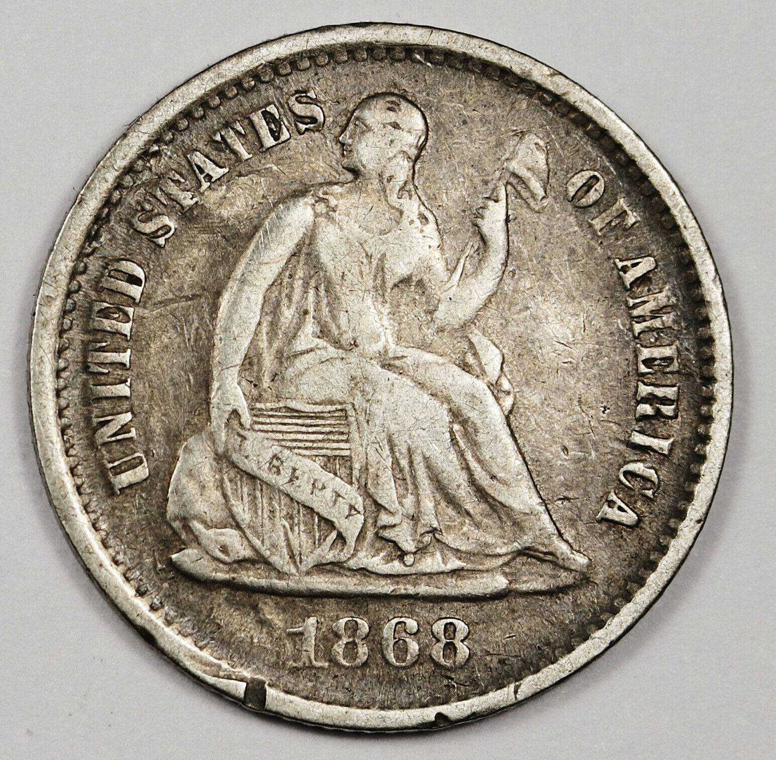 1868-s Liberty Seated Half Dime.  F-VF.  161340