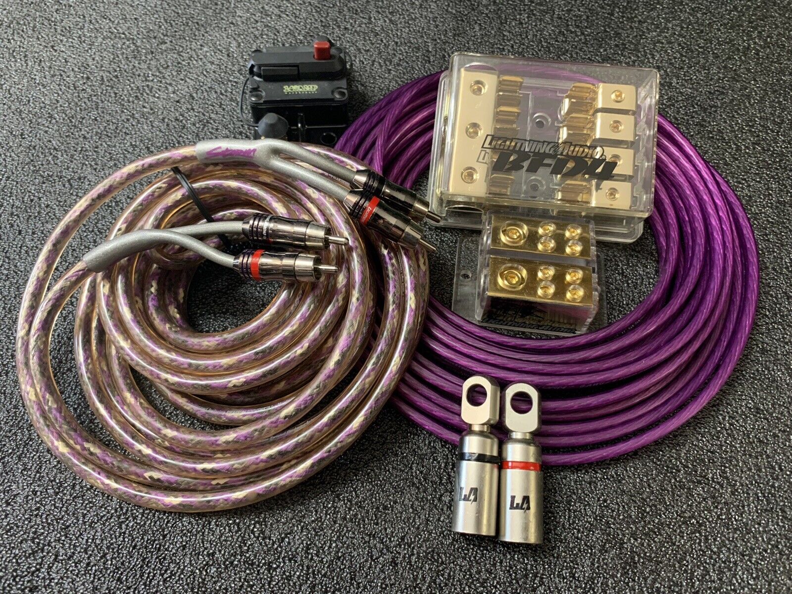 LIGHTNING AUDIO Car Audio install kit wire RCA circuit fuse block Bulk Rockford