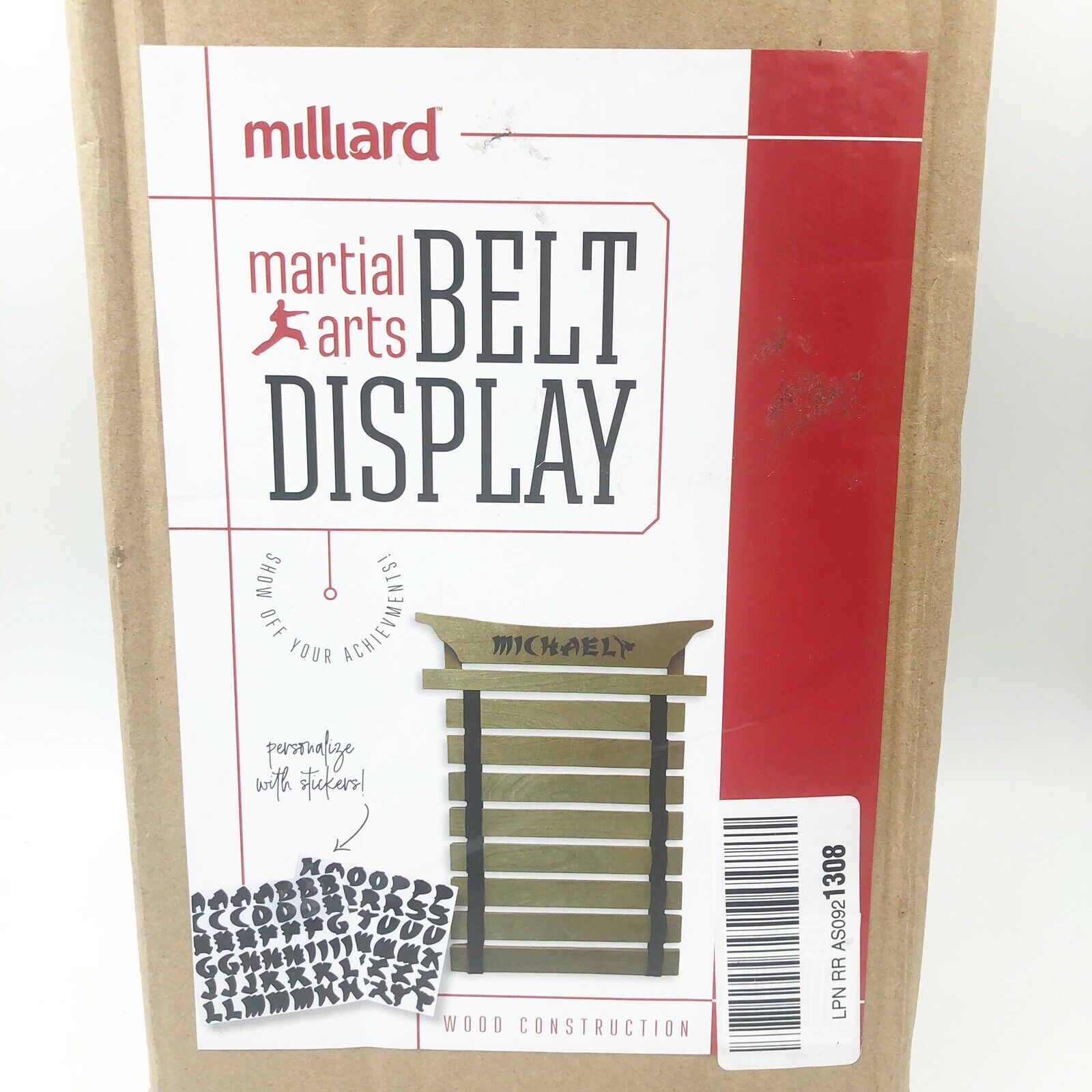 Milliard Karate Belt Display – Holds 8 Martial Arts Belts Personalize With Name
