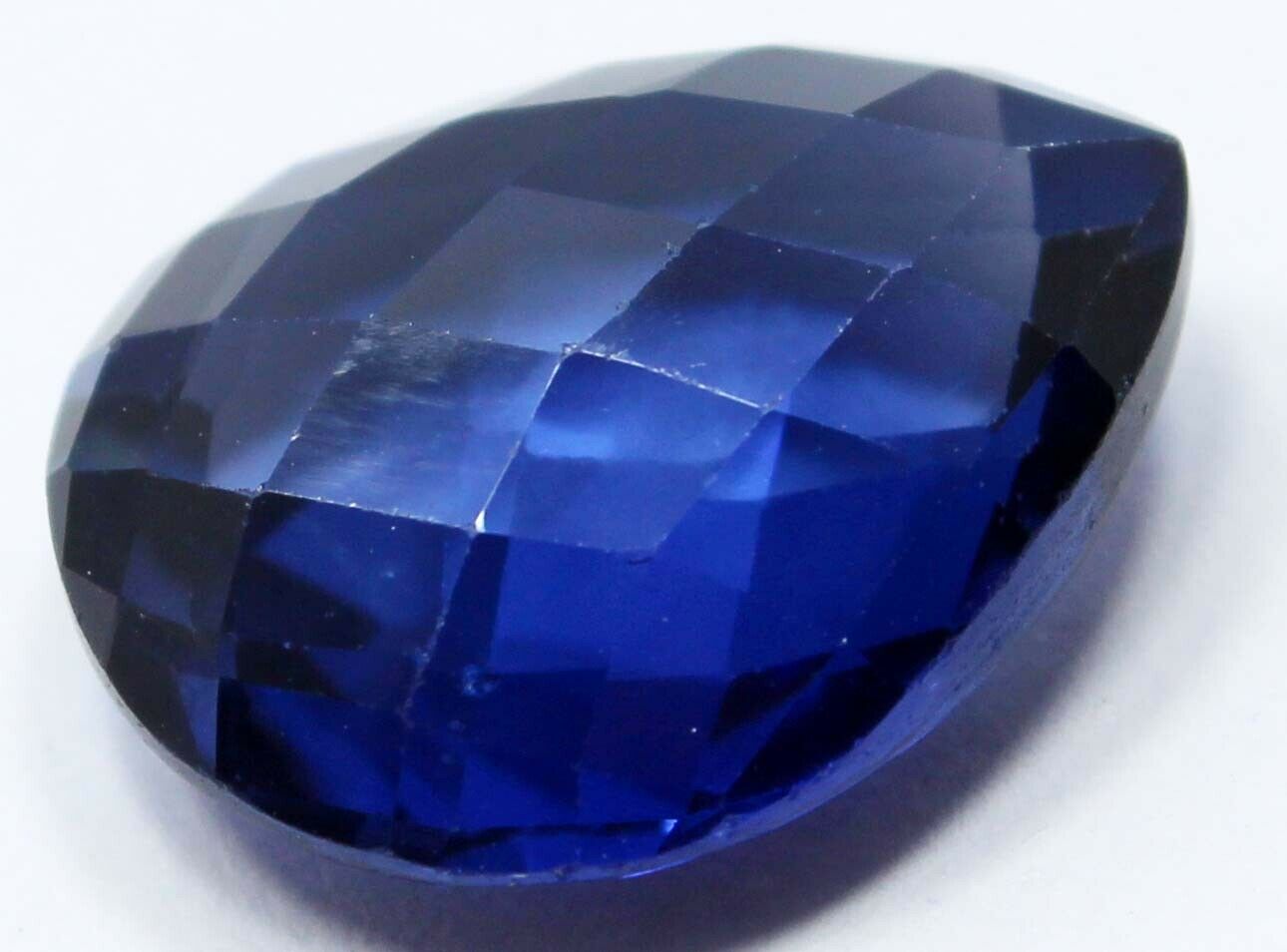 14.05 Ct Natural Beautiful Blue Sapphire Checker Cut Pear Shape Loose Gemstone