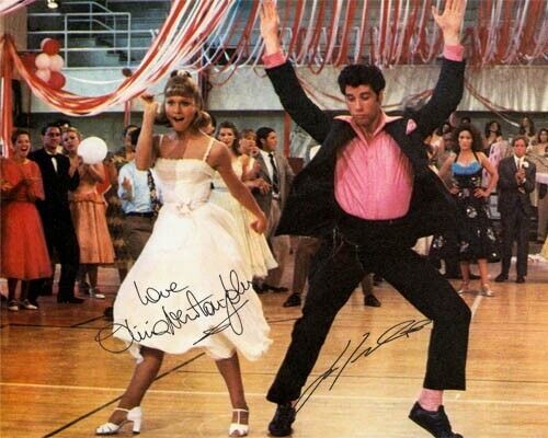 John Travolta Olivia Newton John Grease Dance Signed Photo Autograph Poster